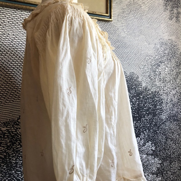 Anthropologie Lithe blouse Cream romantic size 0 - Picture 3 of 5